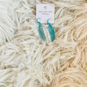 Teal Feather Earrings